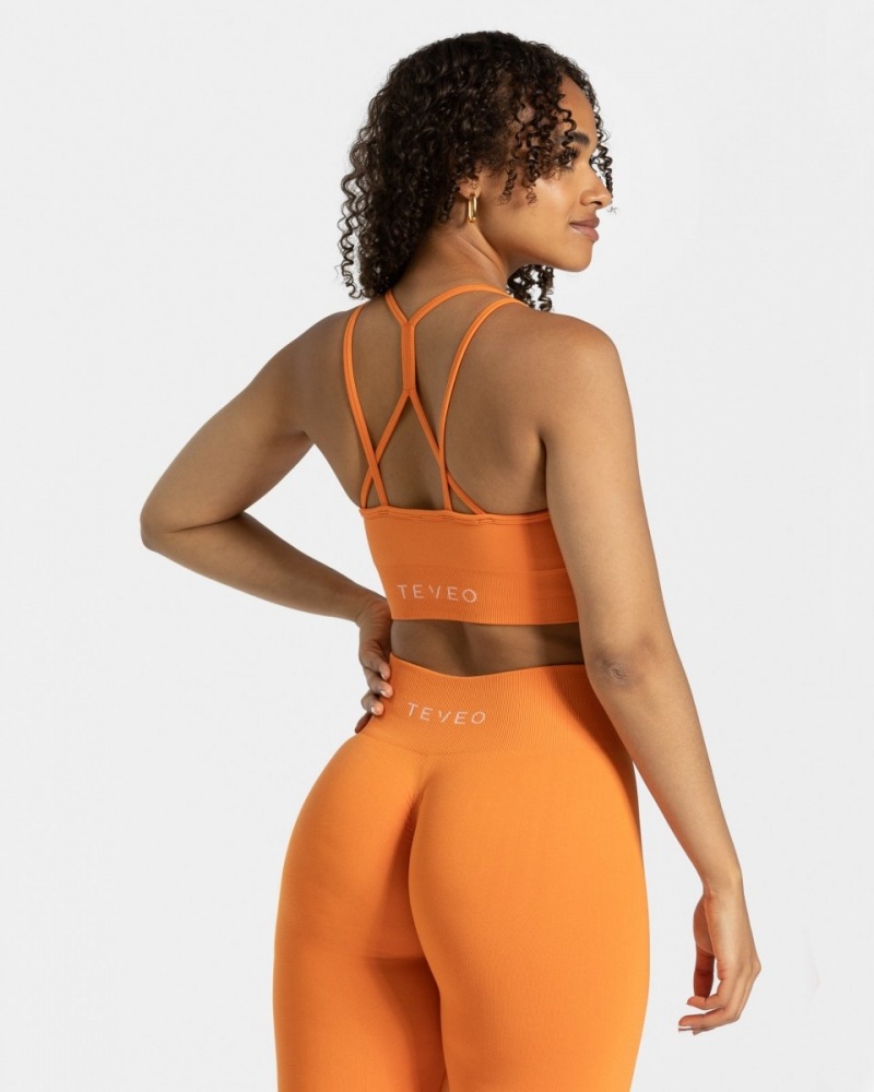 Women's Teveo Timeless Scrunch Sports Bra Orange | USA-5267RFPYW