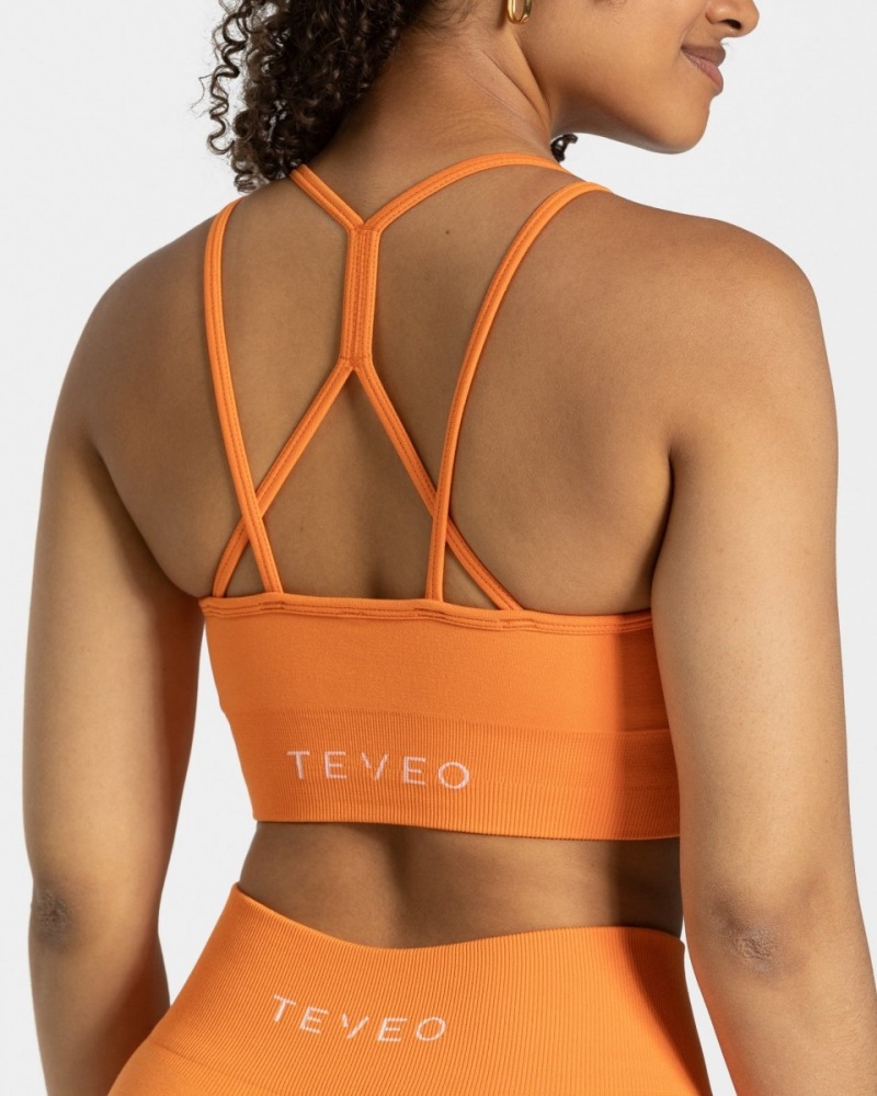 Women's Teveo Timeless Scrunch Sports Bra Orange | USA-5267RFPYW