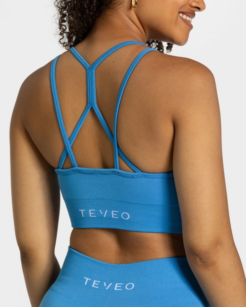 Women's Teveo Timeless Scrunch Sports Bra Navy | USA-0791MFRDY