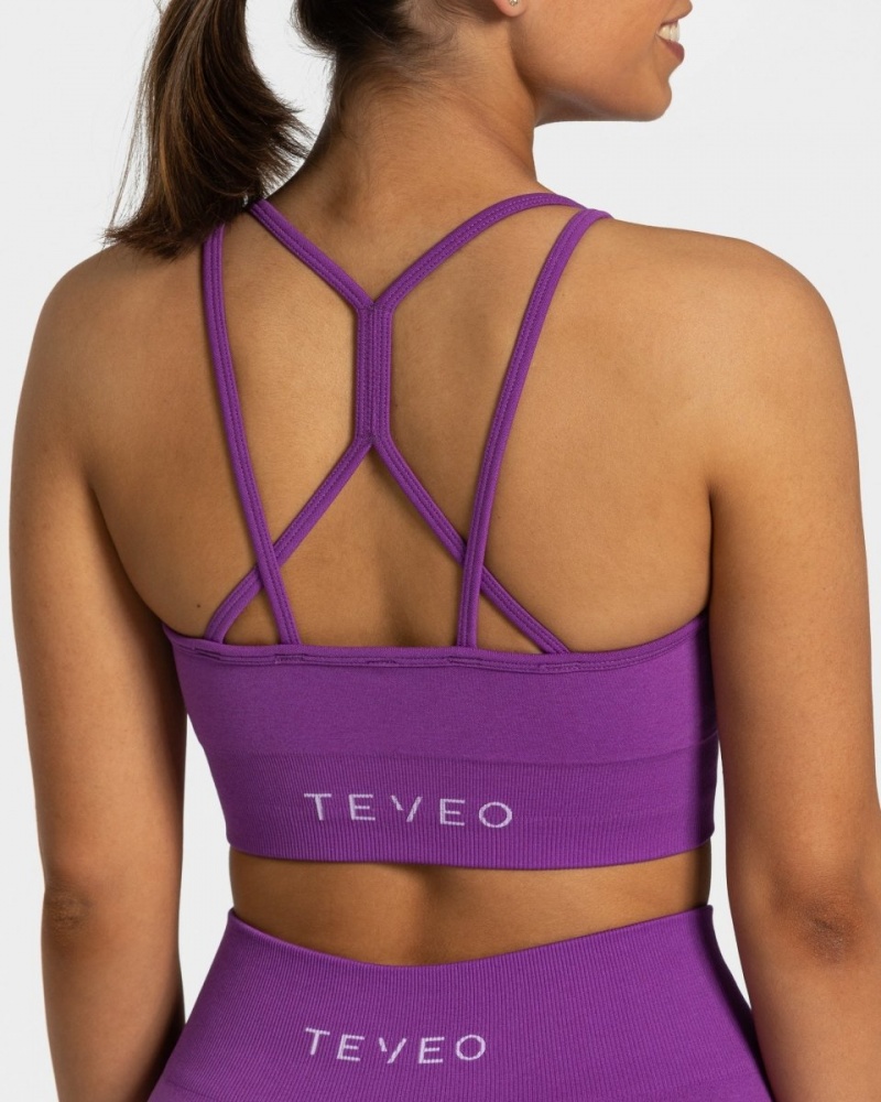 Women's Teveo Timeless Scrunch Sports Bra Blue Purple | USA-1873HZBPN