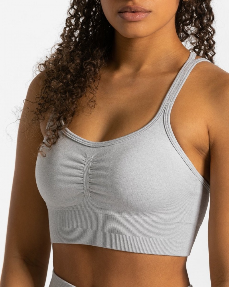 Women's Teveo Timeless Scrunch Sports Bra Light Grey | USA-6903VIUSG