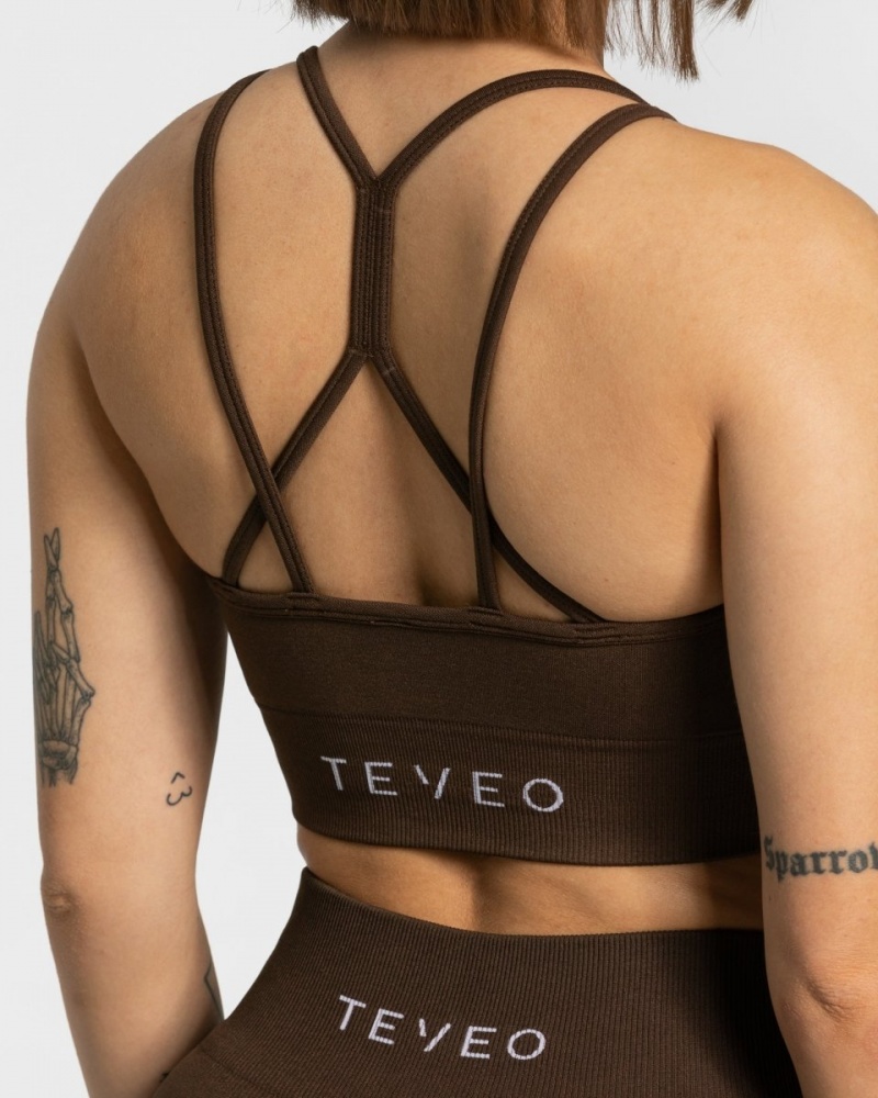 Women's Teveo Timeless Scrunch Sports Bra Dark Brown | USA-7305LKFMH