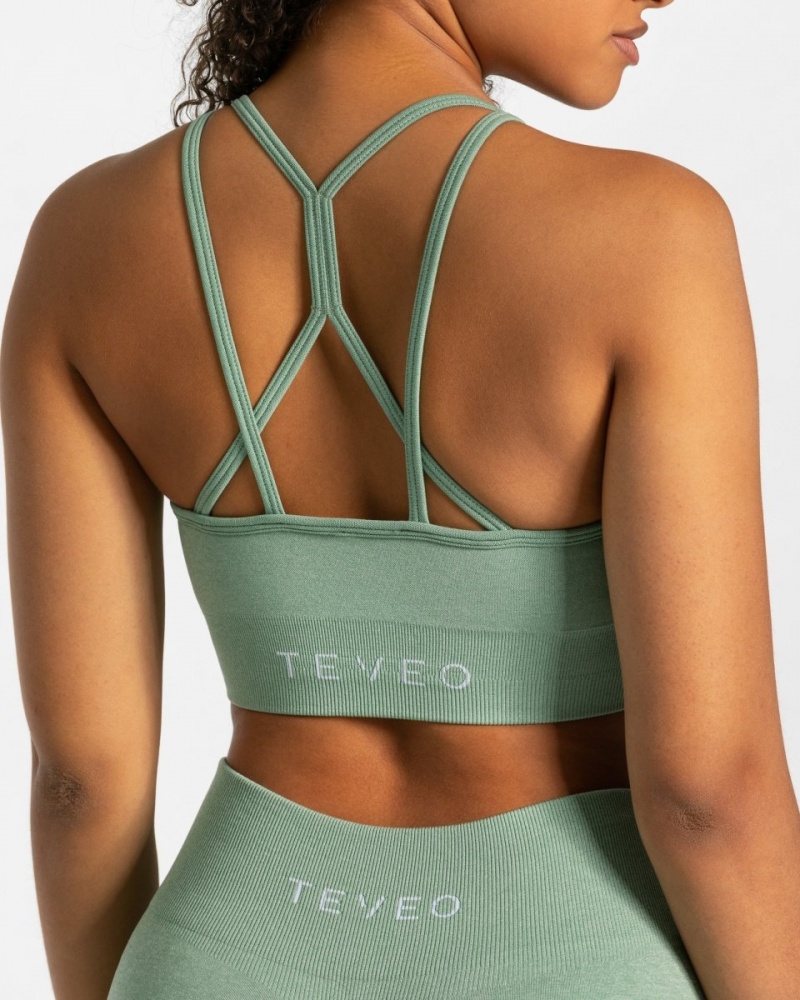 Women's Teveo Timeless Scrunch Sports Bra Dark Green | USA-2103YWDVI