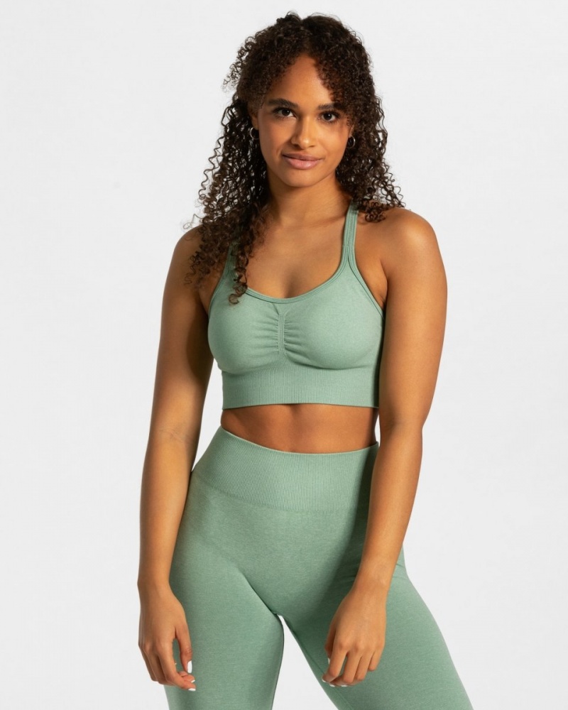 Women\'s Teveo Timeless Scrunch Sports Bra Dark Green | USA-2103YWDVI