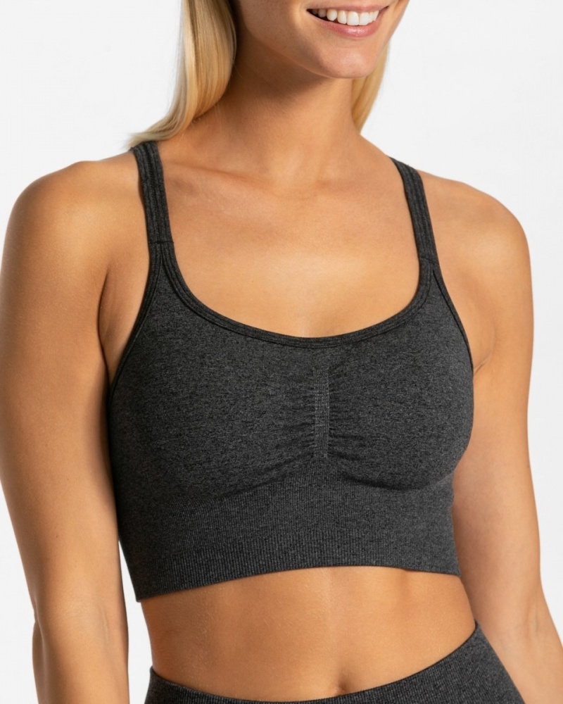 Women's Teveo Timeless Scrunch Sports Bra Dark Grey | USA-1459MCBJZ