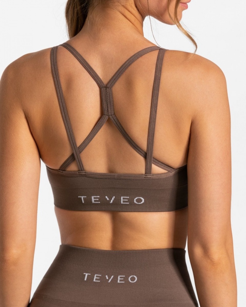 Women's Teveo True Sports Bra Brown | USA-5037WSHYM