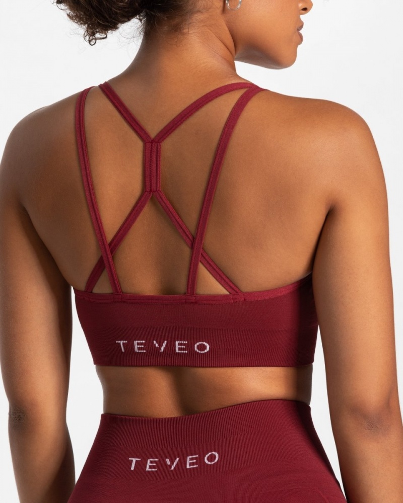 Women's Teveo True Sports Bra Burgundy | USA-6718XLONS