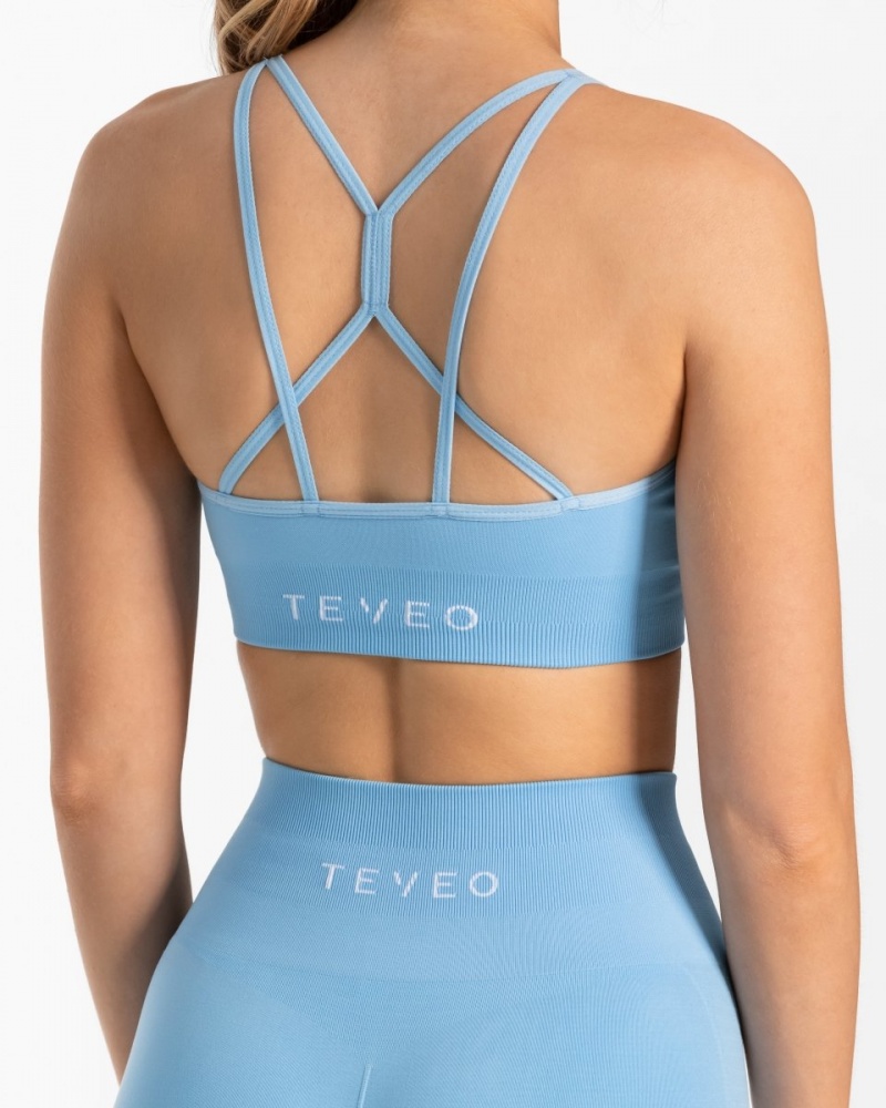 Women's Teveo True Sports Bra Light Blue | USA-8205BUIEY