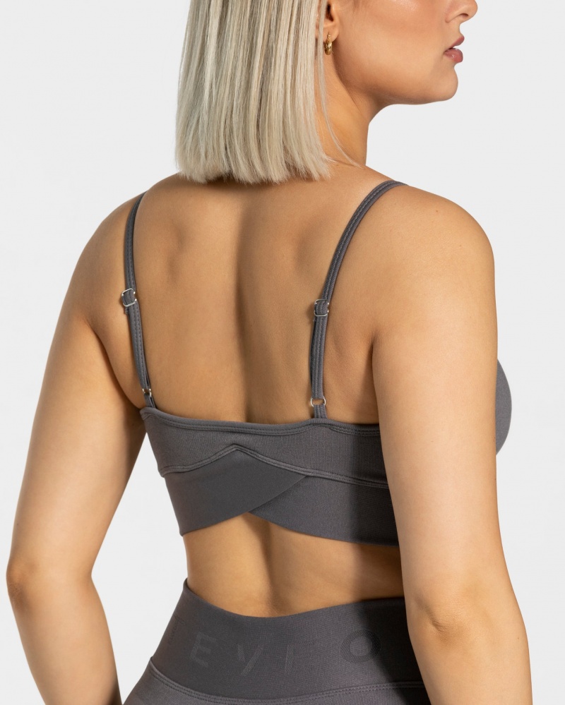 Women's Teveo V-Shape Sports Bra Black Grey | USA-5243TRCUA